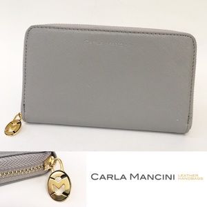 Carla Mancini Gray Jenny Leather Zip Around Wallet
